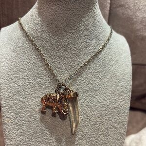 Gold Elephant Charm Pendant Necklace Vintage 28-29”